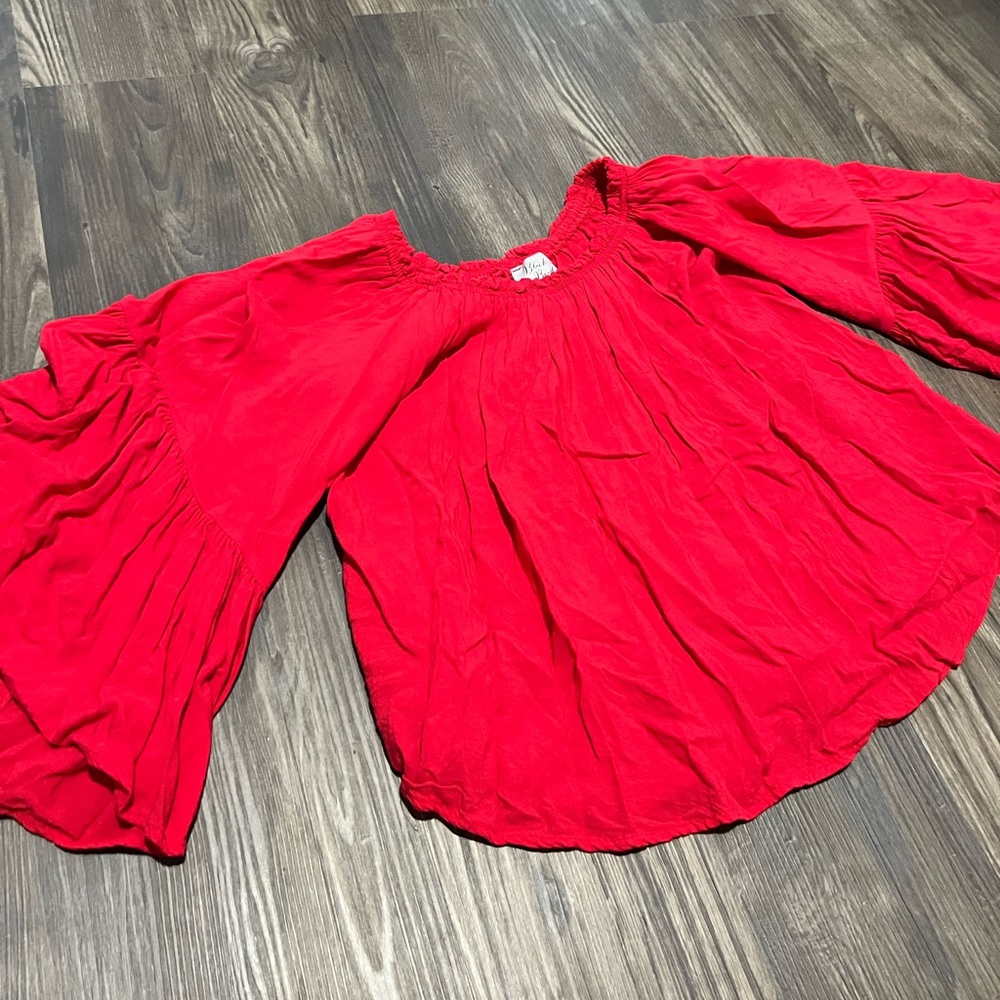 Red Off-Shoulder Boutique Blouse - Size S